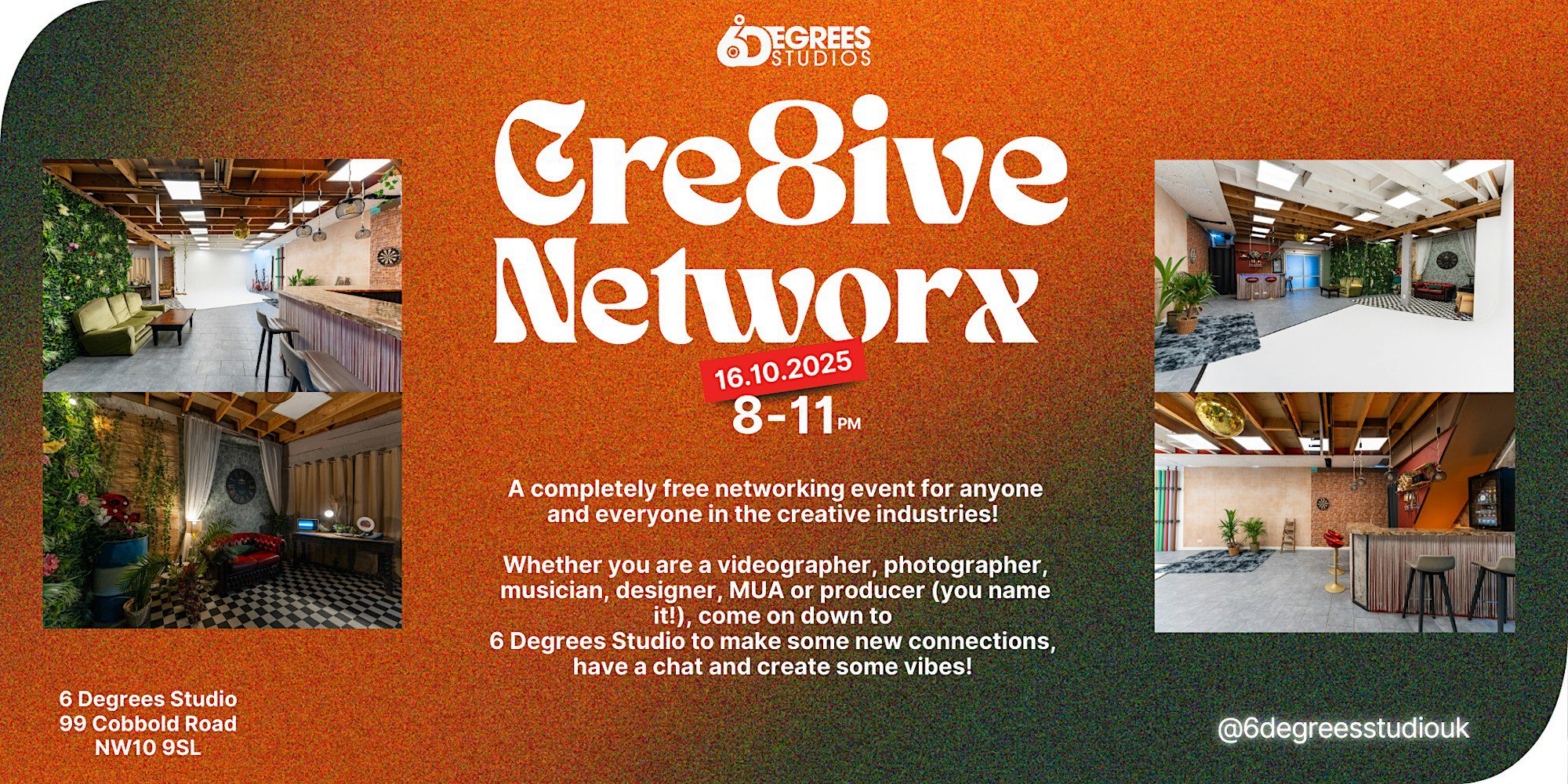 FREE Creative Networking at 6 Degrees Studio!