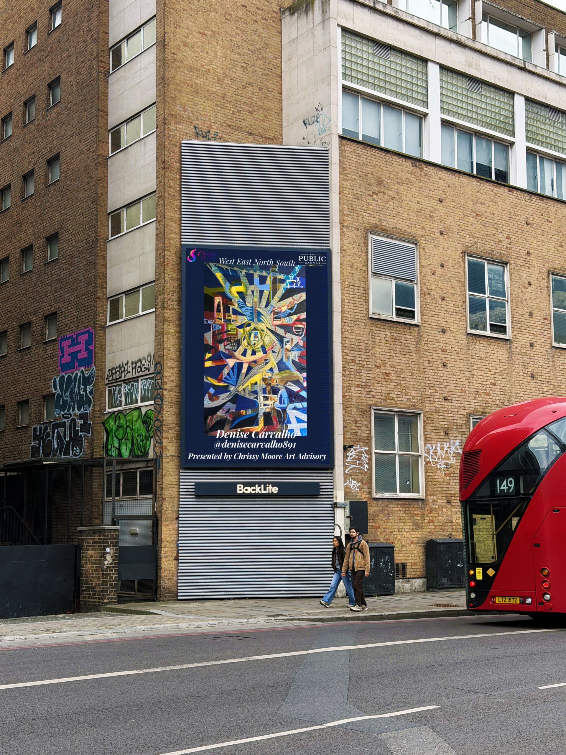 The Shoreditch Showcase, artwork on a digital billboard in East London, May 2026