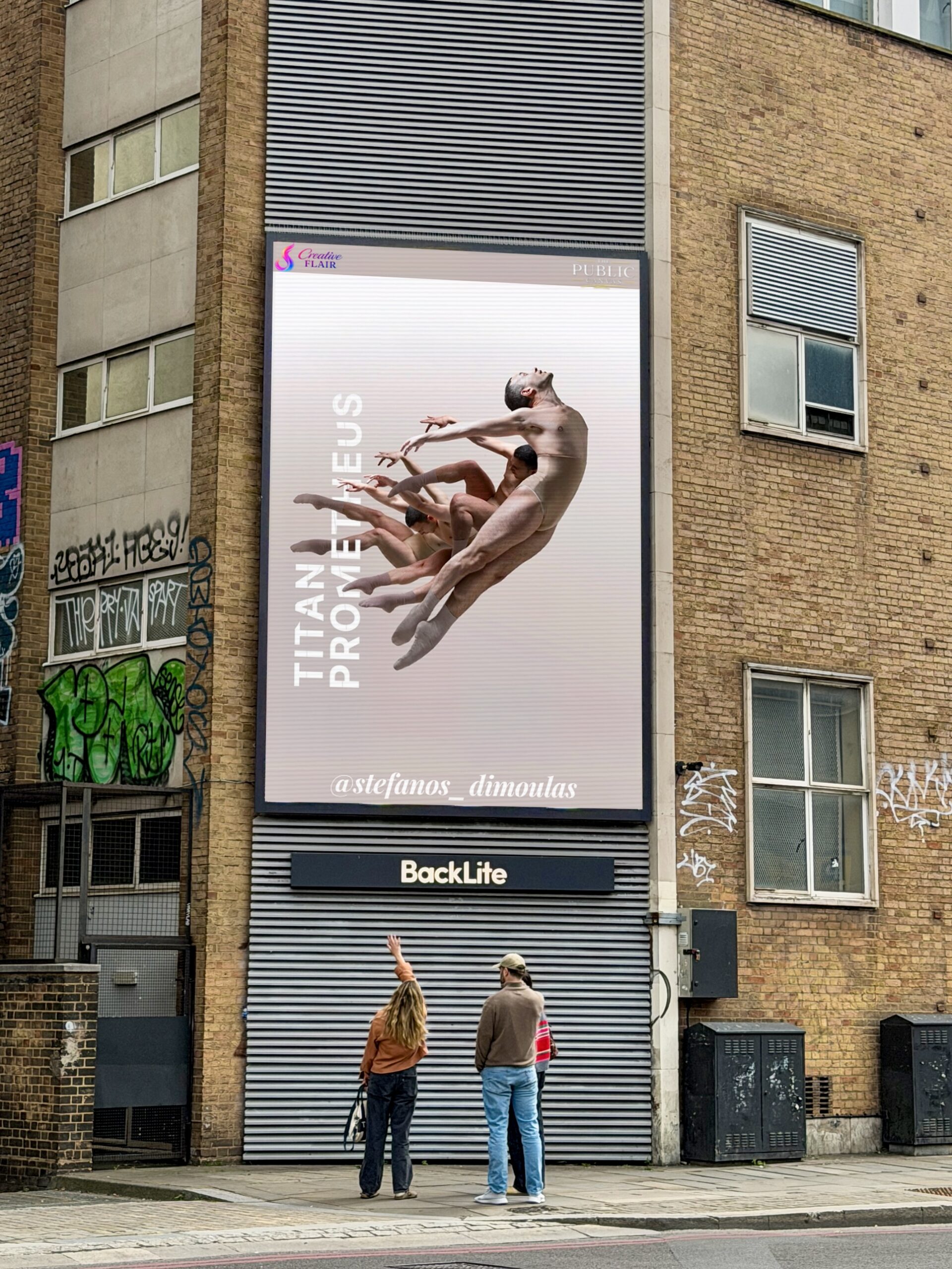The Shoreditch Showcase, on-street view of the billboard, May 2026