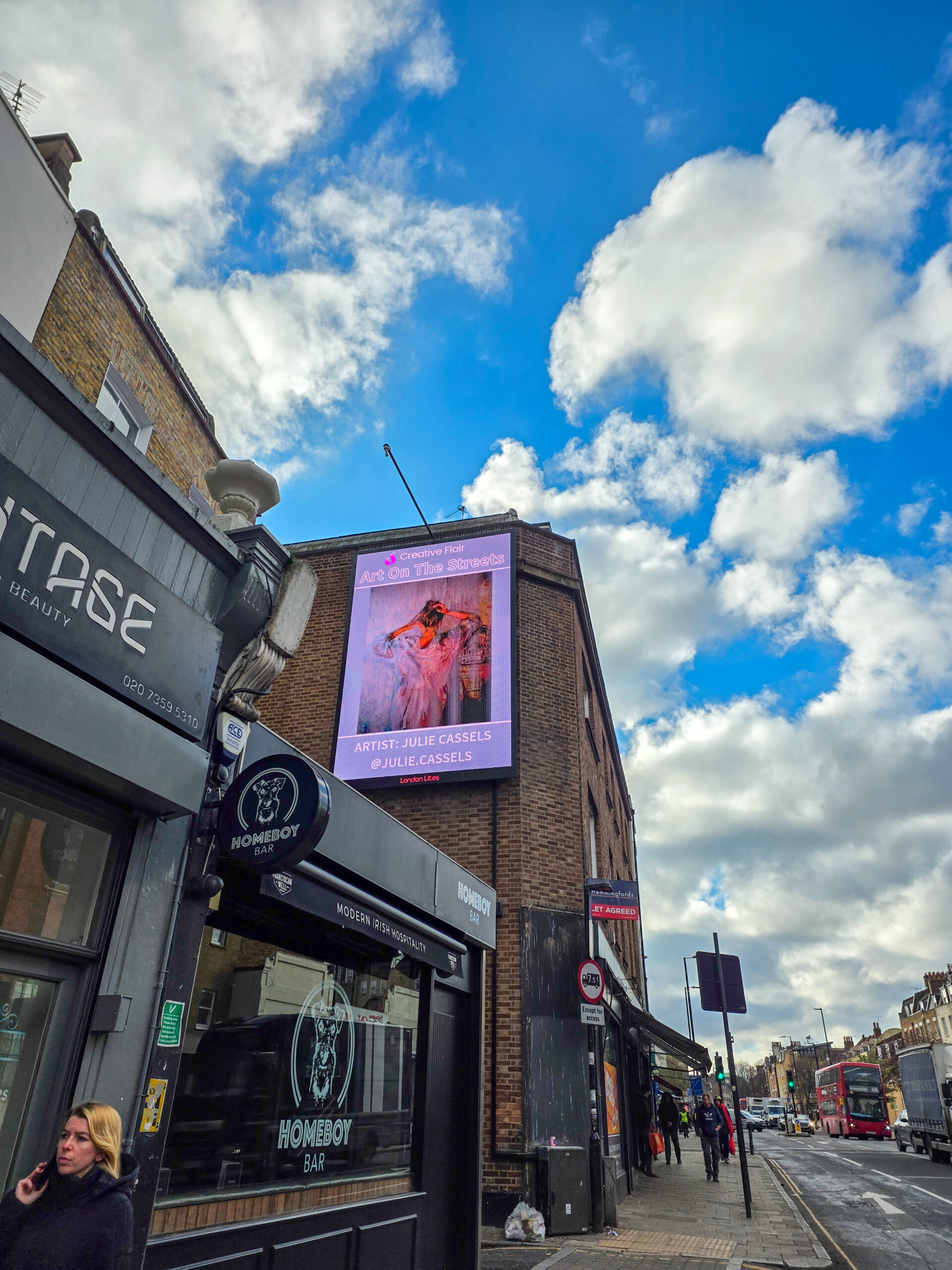 London Art Fair Edition, work by Julie on an Islington billboard