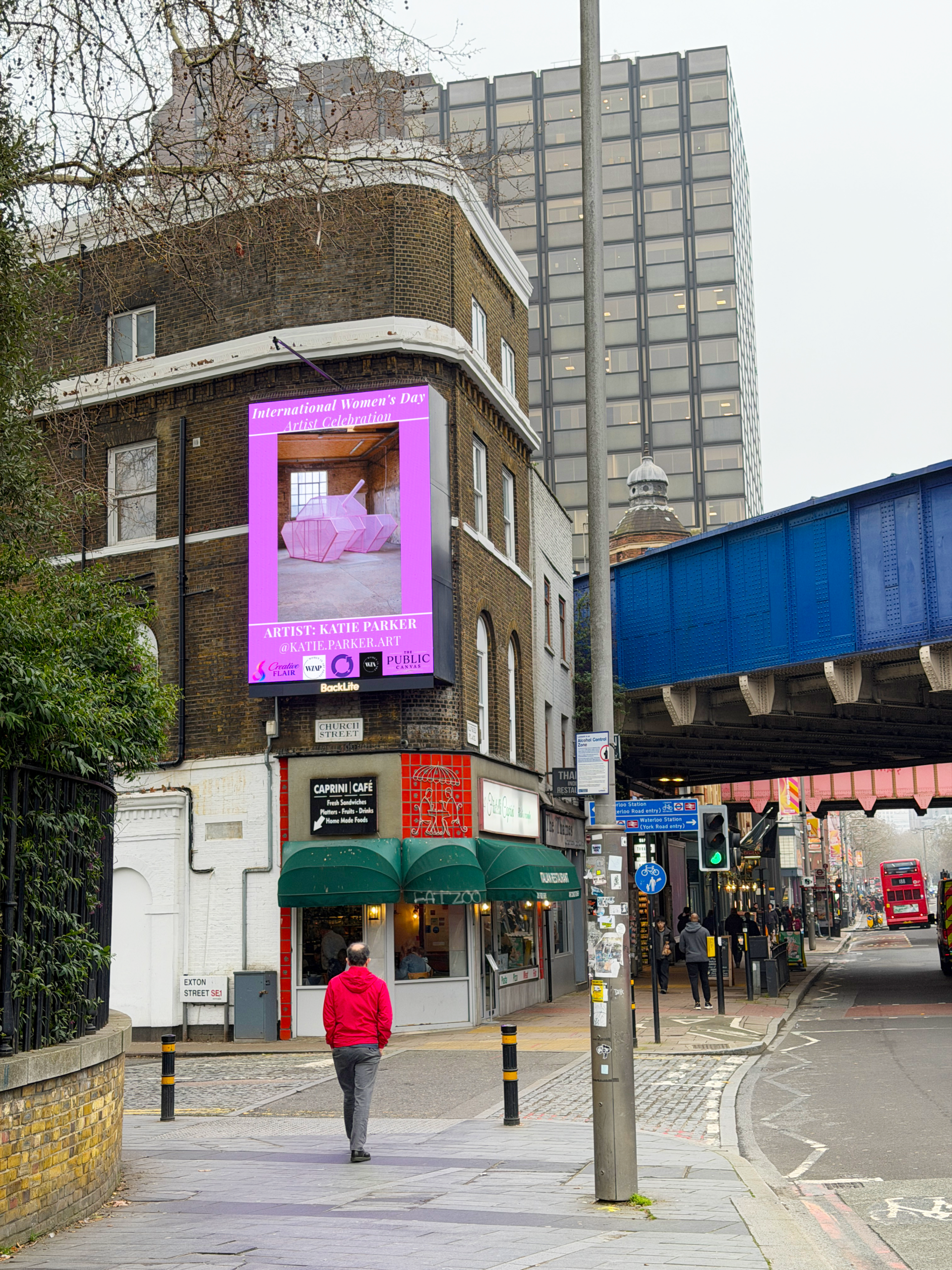 Women in Art on the Streets, work by Katie on a central London billboard