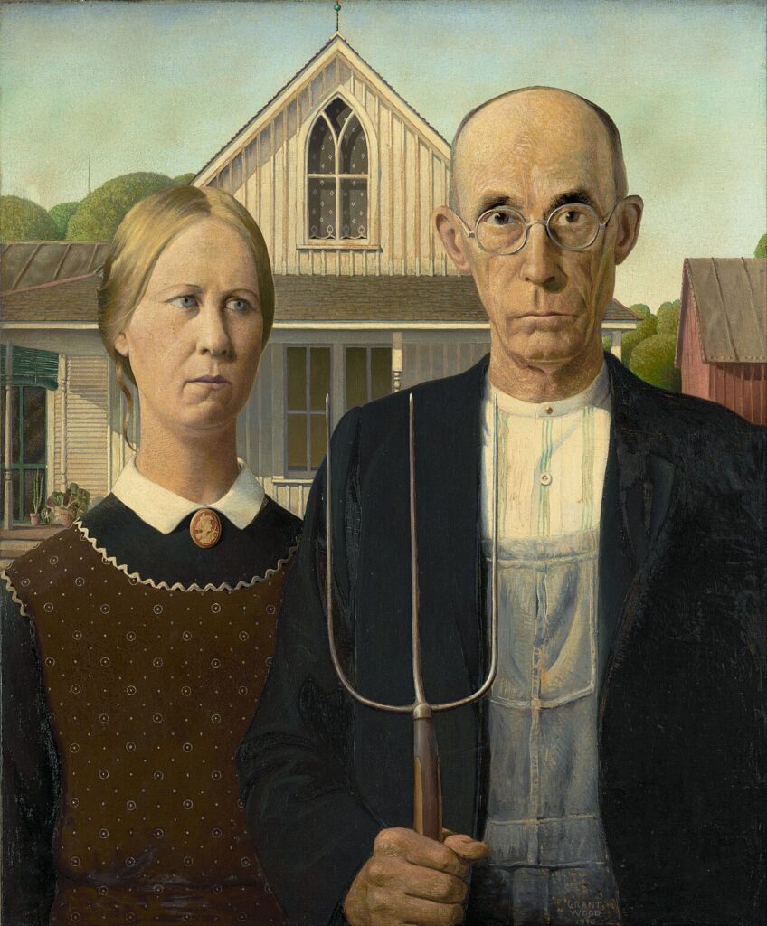 American Gothic by Grant Wood, the 1930 painting behind the story behind American Gothic