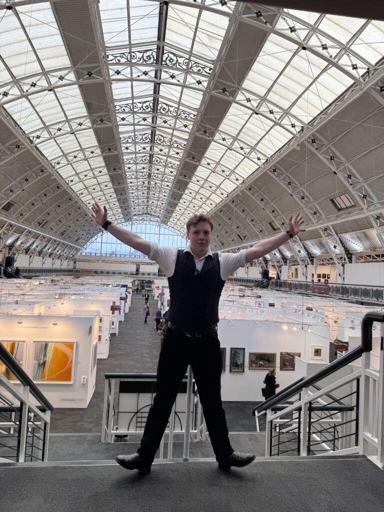 James Carter with arms outstretched at London Art Fair