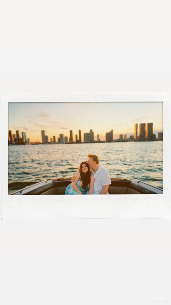 Instant photo of James Carter on a boat at sunset in Miami