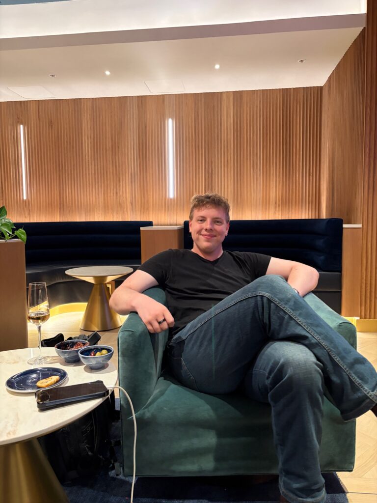 James Carter relaxing in an airport lounge in Miami