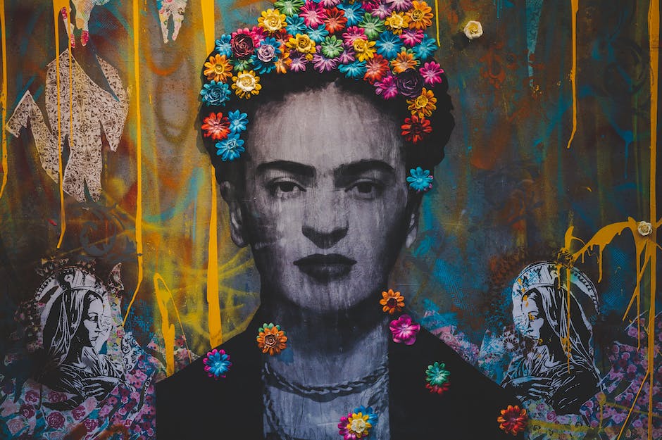 An image of Frida Kahlo's 'Henry Ford Hospital' masterpiece depicting a self-portrait with prominent symbols and figures tied together by red ribbons.